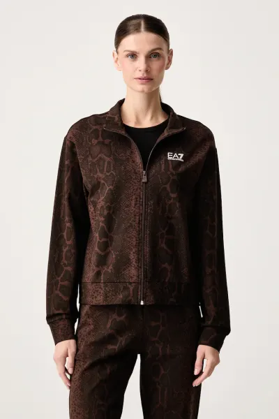 EA7 Emporio Armani  hanorac cu fermoar pentru femei din bumbac cu elastan
