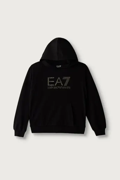 EA7 Emporio Armani  hanorac cu glugă pentru copii din bumbac cu elastan