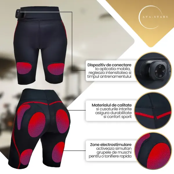 Echipament EMS pentru Slabit, Tonifierea Muschilor Fesieri si Picioare, Pantaloni EMS pentru exercitii fitness, Dama, XL