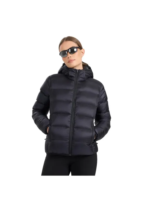 Geaca de puf trekking pentru femei -  umplutura naturala - neagra - Negru