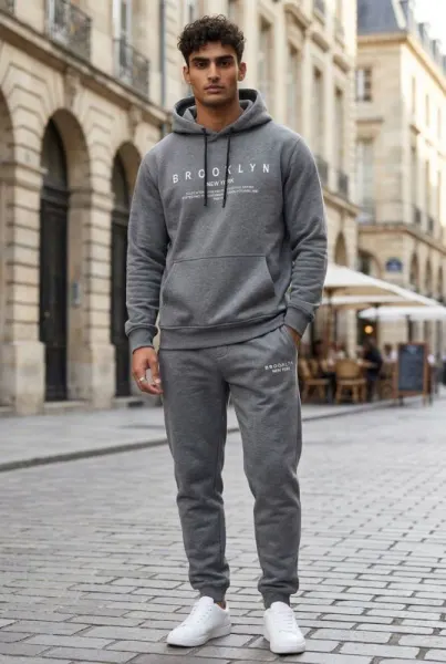 Hanorac barbati slim fit, gri, vatuit 13521  i16-1
