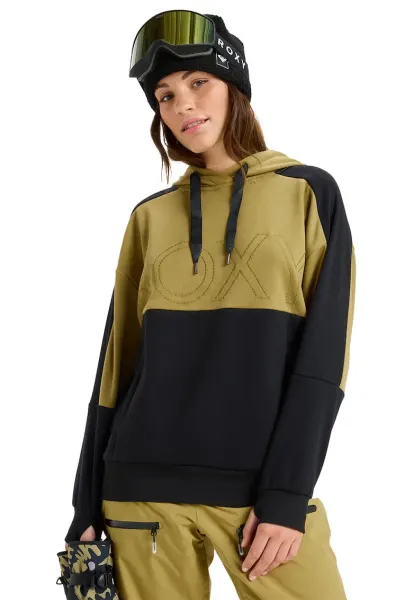 Hanorac cu slituri pentru degetele mari pentru ski Liberty - Negru/Galben mustar