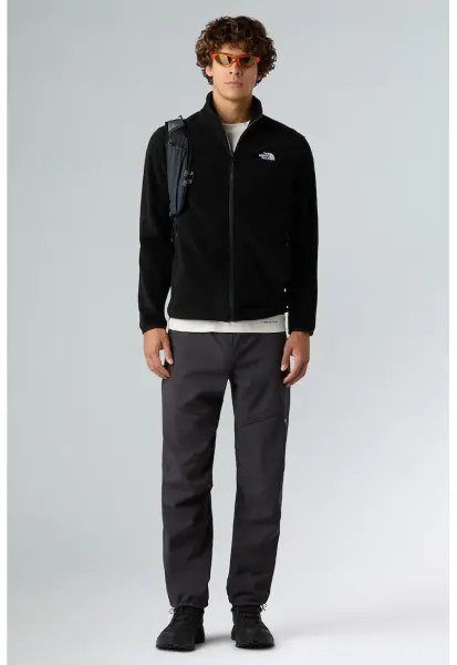 Hanorac din material fleece cu fermoar si buzunare pentru trekking Glacier - Negru