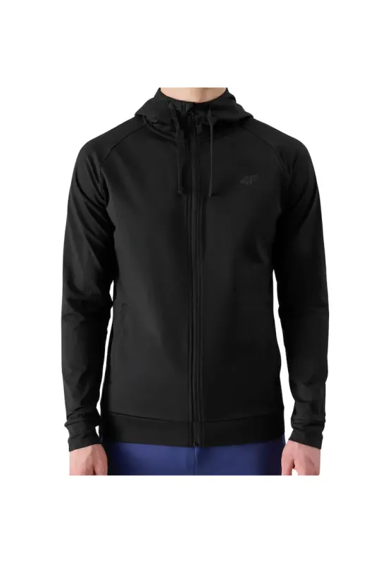 Hanorac sport barbatesc 4F - model FNK M512 - negru intens - material elastic - poliester