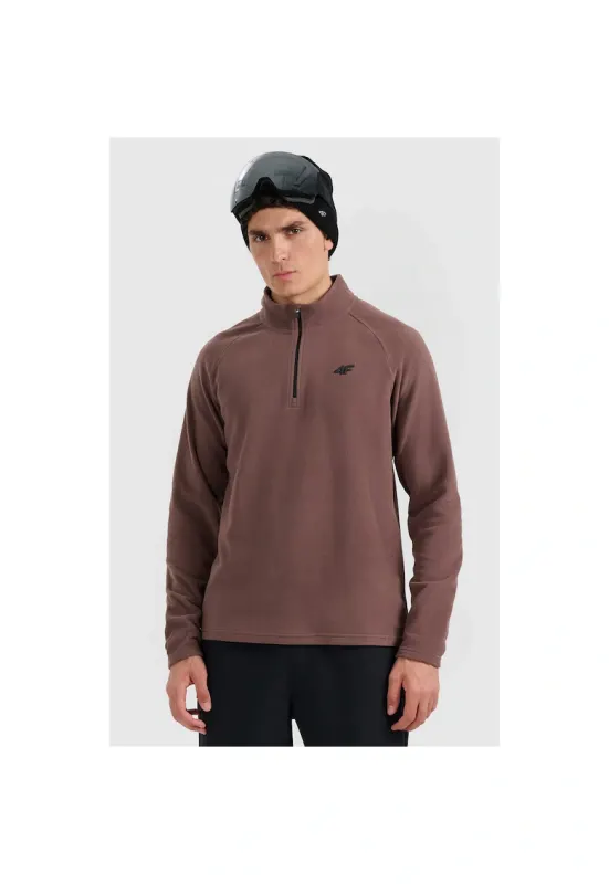 Hanorac sport barbati fleece termoactiv - caldura - slim fit - maro