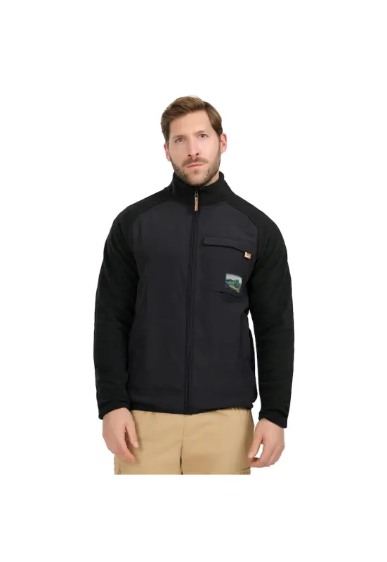 Hanorac sport barbati - polar cu guler inalt - 4FWarm - negru