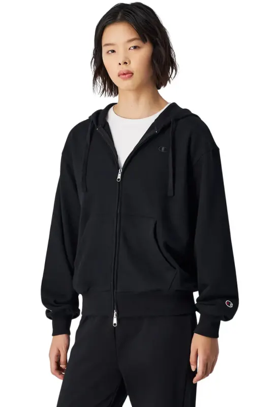Hanorac sport dama -  bumbac/poliester - negru
