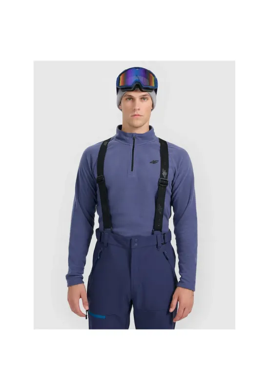 Hanorac sport fleece termoactiv - pentru barbati - guler inalt - croiala slim - Albastru