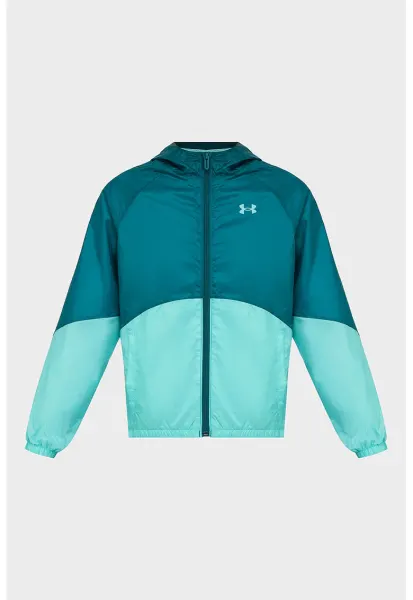 Jacheta cu gluga si fermoar pentru antrenament Windbreaker - Turcoaz/Verde persan