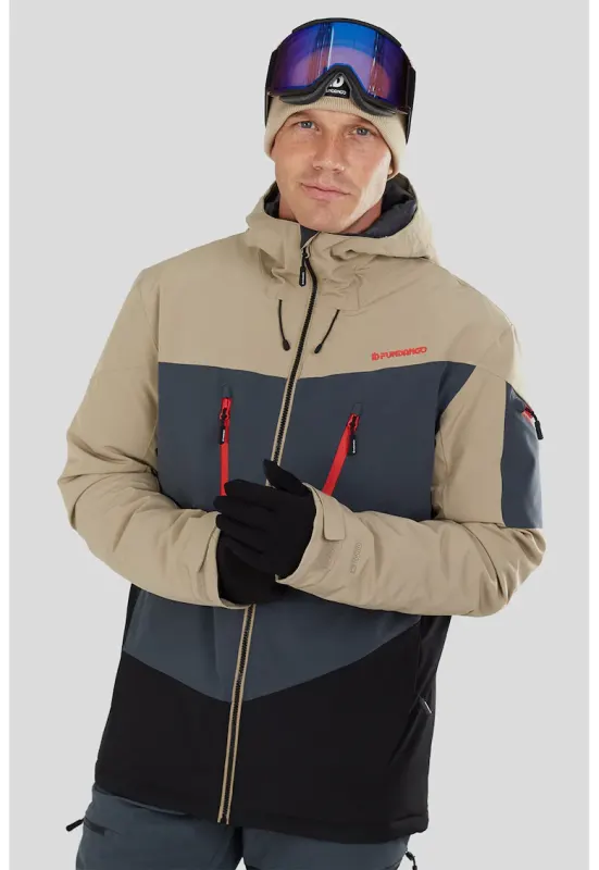 Jacheta cu model colorblock - pentru schi Privet Allmountain - Negru/Albastru prafuit/Maro nisip
