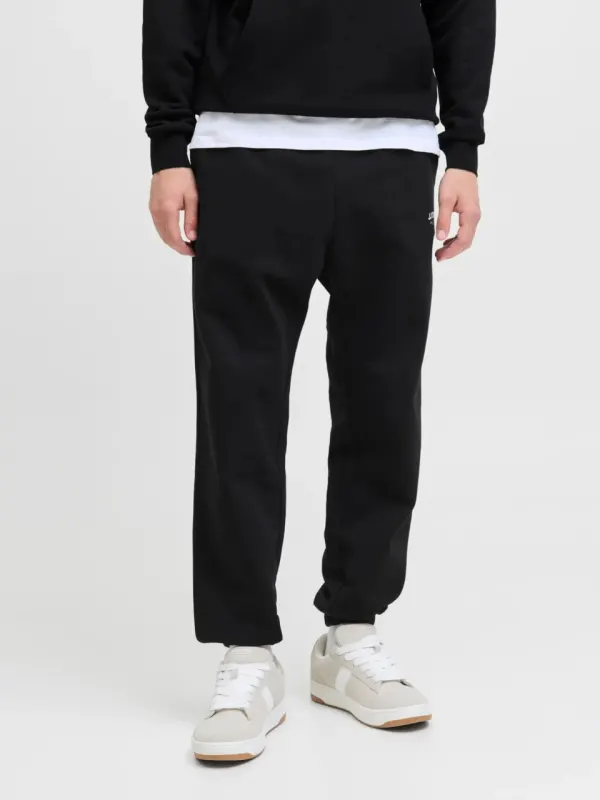 Jack & Jones Pantaloni de trening barbati, cu talie medie, Relaxed Fit, JPSTKANE SOHO, Negru (SELECTATI MARIMEA: L)