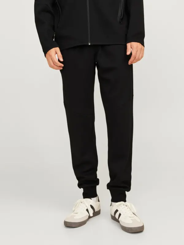 Jack & Jones Pantaloni de trening barbati, cu talie medie, Slim fit, JPSTWILL FUSION, Negru (SELECTATI MARIMEA: M)
