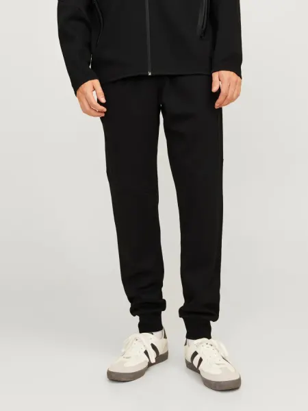 Jack & Jones Pantaloni de trening barbati, cu talie medie, Slim fit, JPSTWILL FUSION, Negru (SELECTATI MARIMEA: XL)