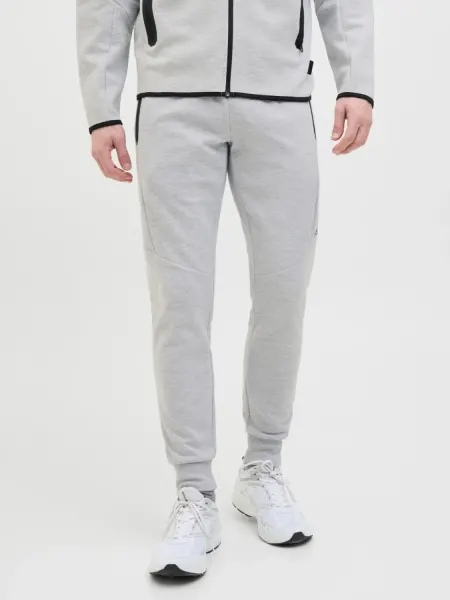 Jack & Jones Pantaloni de trening barbati, cu talie medie, Slim fit, JPSTWILL FUSION, Gri deschis (SELECTATI MARIMEA: L)