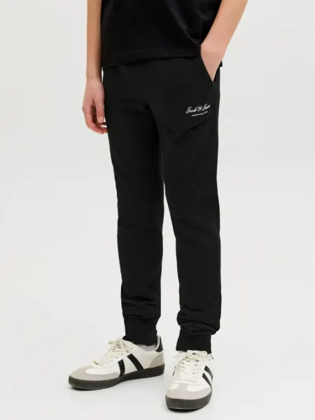 Jack & Jones Pantaloni lungi de trening baieti, cu talie joasa, Regular fit, Negru (SELECTATI MARIMEA: 140 cm)