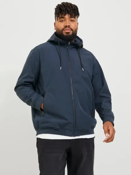 Jack & Jones Plus Jacheta softshell cu gluga barbati big sizes, Bleumarin inchis (SELECTATI MARIMEA: 7XL)