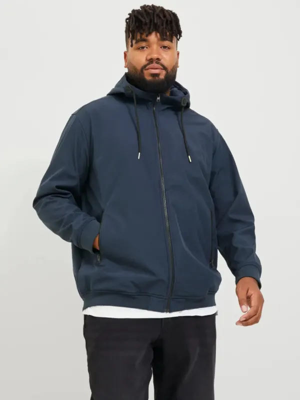 Jack & Jones Plus Jacheta softshell cu gluga barbati big sizes, Bleumarin inchis (SELECTATI MARIMEA: 5XL)
