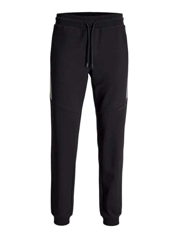 Jack & Jones Plus Pantaloni de trening barbati big sizes, Regular Fit, cu talie medie, JPSTGORDON, Negru (SELECTATI MARIMEA: 44)