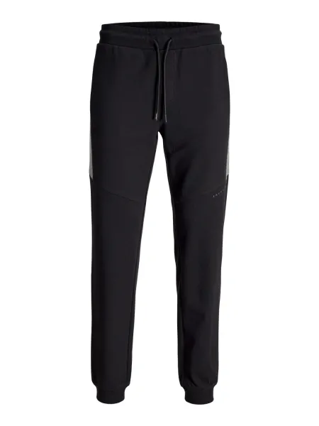 Jack & Jones Plus Pantaloni de trening barbati big sizes, Regular Fit, cu talie medie, JPSTGORDON, Negru (SELECTATI MARIMEA: 48)