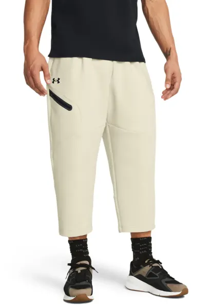 Pantaloni crop pentru antrenament - Negru/Alb murdar