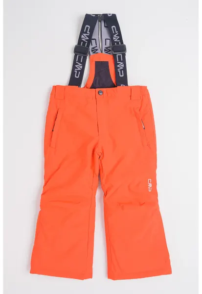 Pantaloni cu bretele detasabile pentru ski - Portocaliu mandarina