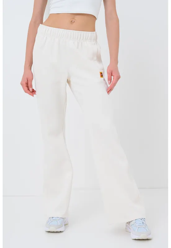 Pantaloni cu talie medie si logo - pentru tenis - Crem