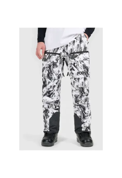 Pantaloni de schi barbati - poliester - alb/negru