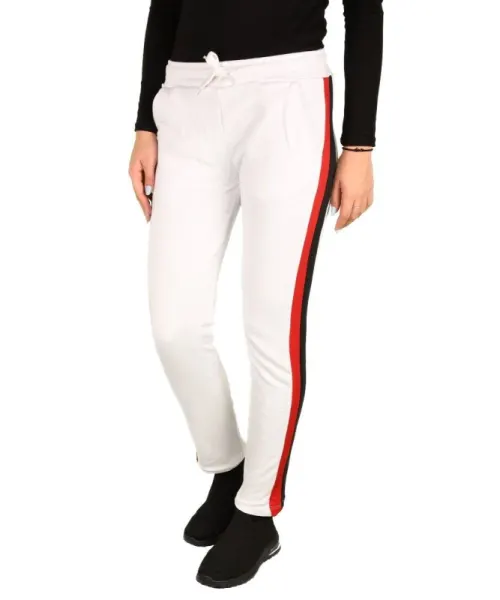 Pantaloni de trening alb cu dunga rosie - cod 40388