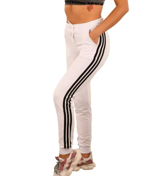 Pantaloni de trening alb cu dungi - cod 44219
