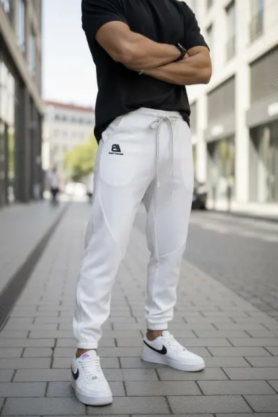 Pantaloni de trening albi conici GG112 27-3.1
