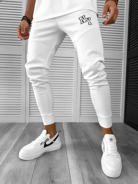 Pantaloni de trening albi  conici  silon 12347 14-5.1
