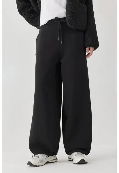 Pantaloni de trening -  basic - croiala lejera - negru - textil