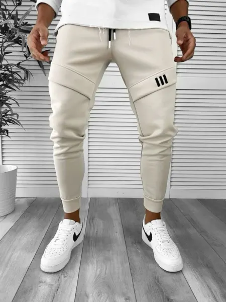 Pantaloni de trening bej conici 12259 48-3