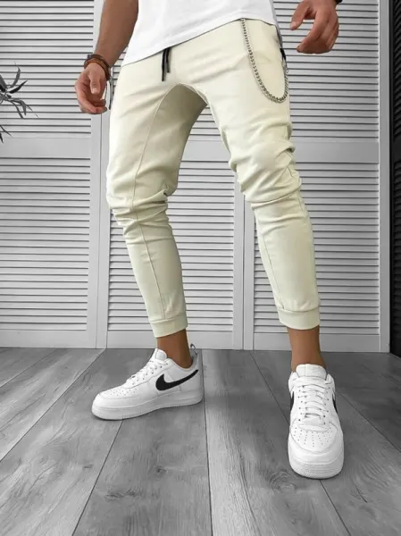 Pantaloni de trening bej conici 12606 P20-4.2