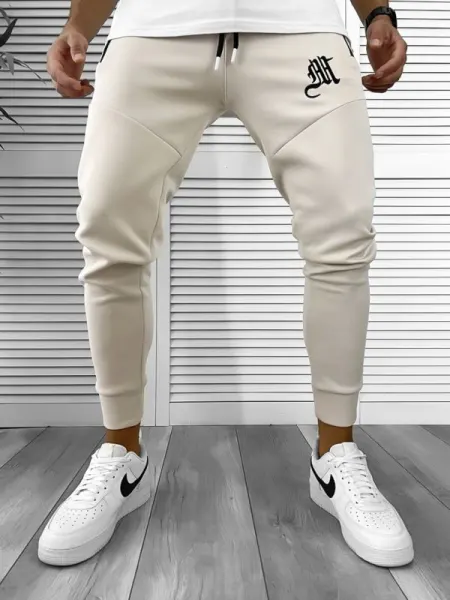 Pantaloni de trening bej , silon,  conici 12375 23-3.1