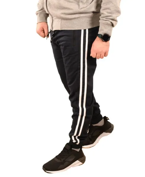 Pantaloni de trening bleumarin cu dungi albe - cod 45336