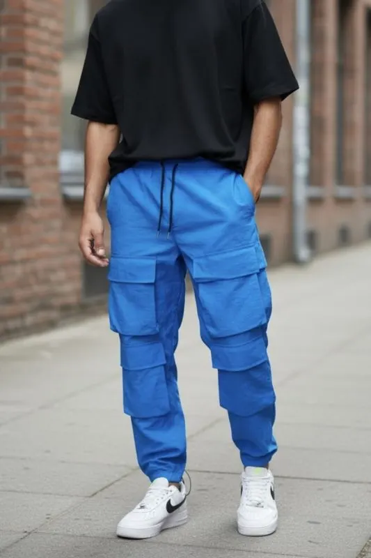 Pantaloni de trening cargo albastri conici Y239 O2-5.2