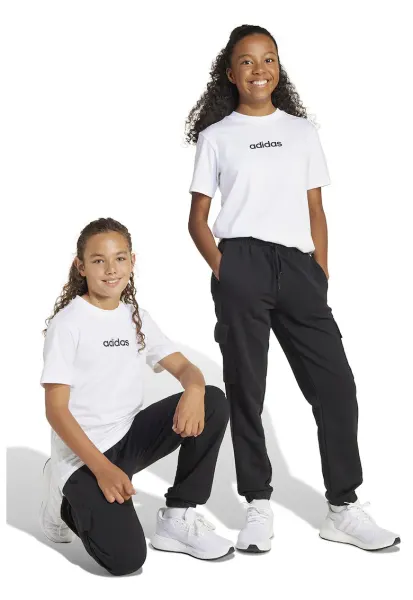 Pantaloni de trening cargo cu snur de ajustare in talie - Alb/Negru