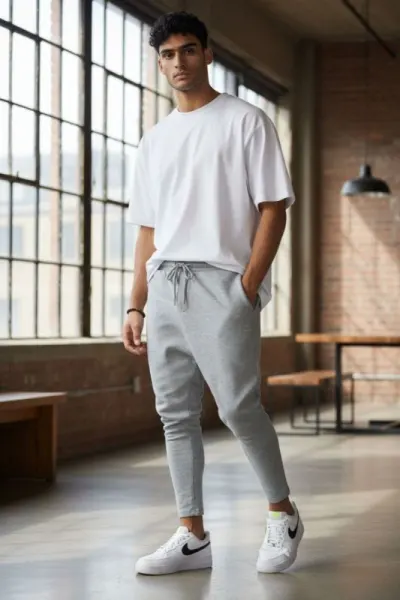 Pantaloni de trening cargo, gri, conici k543