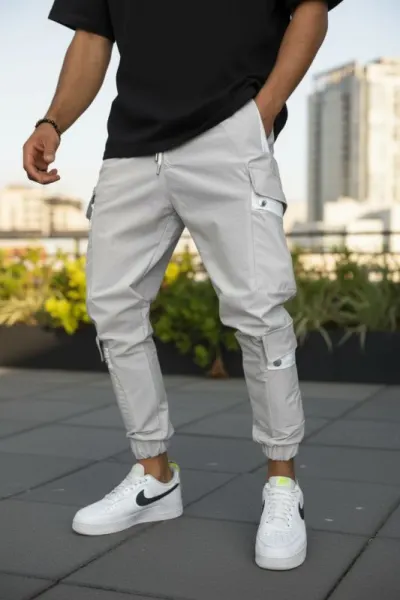 Pantaloni de trening cargo  gri  conici Y201 46-4.1