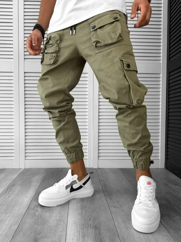 Pantaloni de trening cargo kaki conici Y310 15-3.1