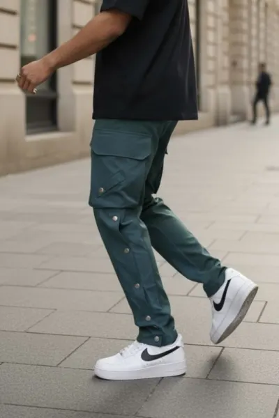 Pantaloni de trening cargo  verzi  conici Y013 O4-3.1