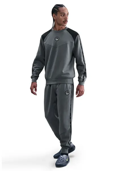 Pantaloni de trening conici cu talie medie - Negru/Gri inchis