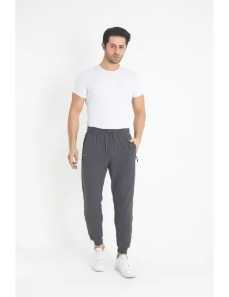 Pantaloni de trening cu banda, pentru barbati, gri inchis