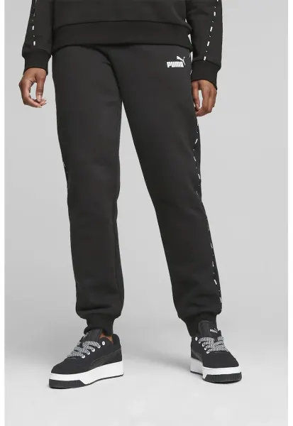 Pantaloni de trening cu benzi laterale cu logo Essentials - Negru stins