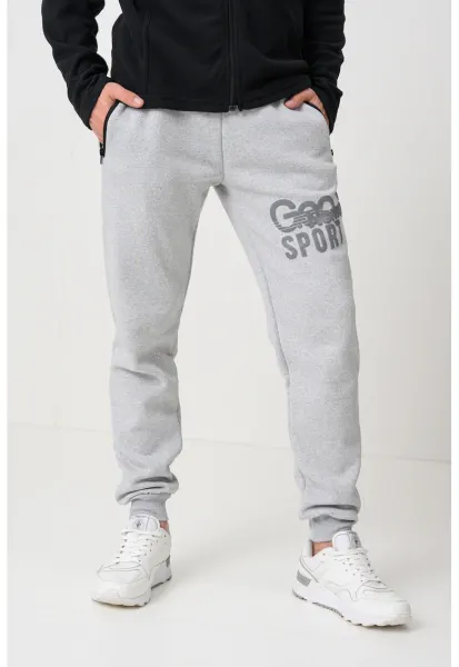 Pantaloni de trening cu buzunare cu fermoar Mister - Gri deschis melange