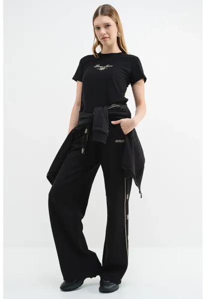 Pantaloni de trening cu croiala ampla si buzunare laterale - Auriu/Negru