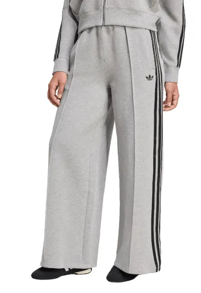 Pantaloni de trening cu croiala ampla si dungi laterale - Gri melange
