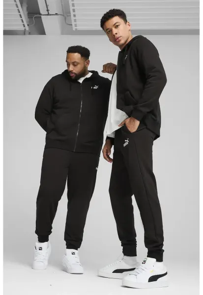 Pantaloni de trening cu croiala conica si buzunare laterale - Negru