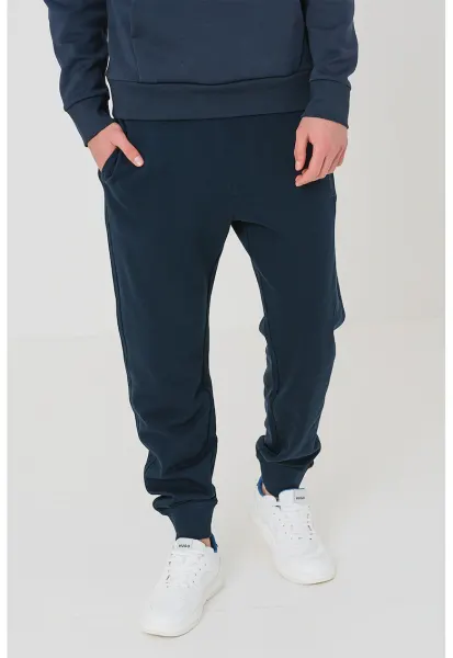 Pantaloni de trening cu croiala conica si snur de ajustare - Bleumarin